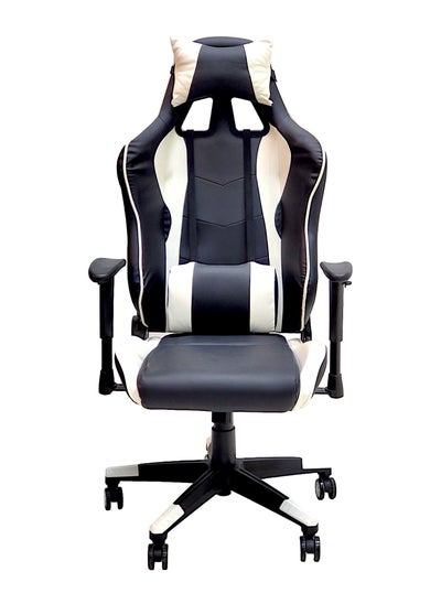 Buy SBF High Back Faux Leather Gaming Chair with 2D Armrests - Reclining Office Chair with Adjustable Height, Headrest, Lumbar Support, Ergonomic Swivel Computer Chair, White Black in UAE