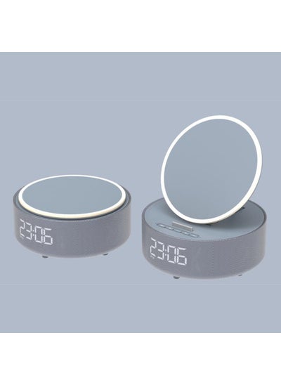 Buy Multifunctional Wireless Charging Makeup Mirror with Bluetooth Speaker Alarm Grey in UAE