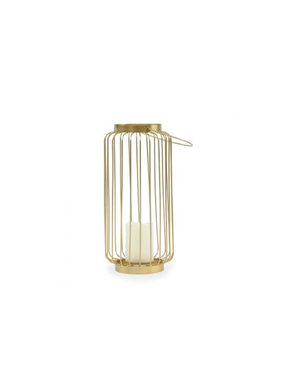 Buy Scusta Lantern With LED Candle 18.5x18.5x38.5cm Gold in UAE