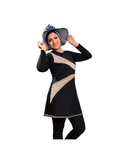 Buy Women's swimsuit, 3 pieces, vest and jumpsuit with sleeves and bonnet in Egypt