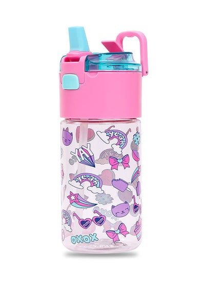 Buy Tritan Water Bottle with Snack Box Gen Z-Pink 450ml in UAE