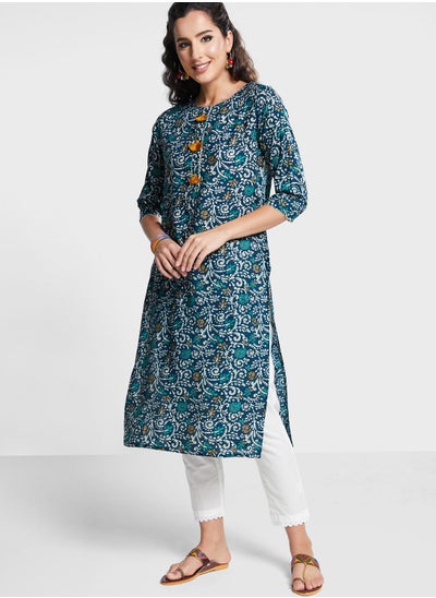 Buy Tie Detail Printed Kurti in UAE