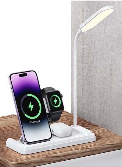 Buy CD195 4 in 1 charger station 15W wireless charger for smart watch earphone phone with led lamp stand holder in UAE