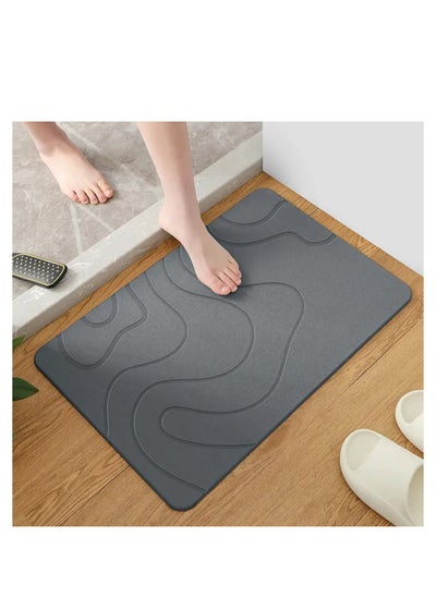 Buy Bath Stone Mat Luxury Diatomaceous Earth Shower Mat Non-Slip Fast Drying Mat for Kitchen Counter, Tub & Bathroom Floor (1-Pack Dark Grey) in UAE