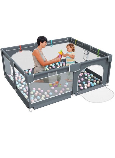 اشتري Portable Baby Playpen Kids Safety Fence Children Play Yard for Indoor and Outdoor (Ocean Balls is Not Included) في السعودية