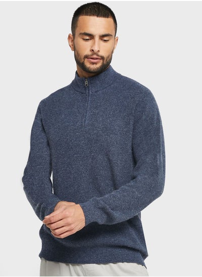 Buy Quarter Zip Neck Knit Sweater in UAE