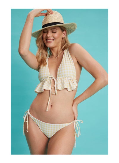 اشتري Lemon Gingham Frill Bikini And Tie Brief في الامارات