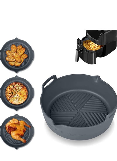 اشتري Air Fryer Silicone Pot 8.66" Liners Food Safe Non-Stick Basket Oven Accessories Reusable Fits 5.3 QT or Bigger Easy to Clea في الامارات