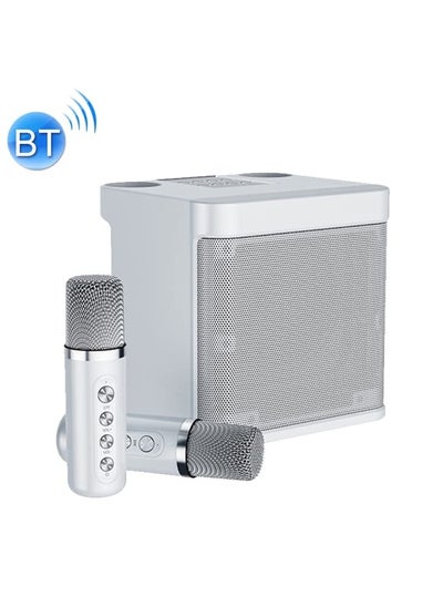 اشتري Portable Bluetooth Karaoke Speaker with 2 Wireless Microphones YS203 White في الامارات