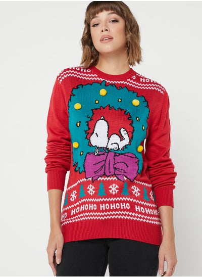 Buy Snoopy Print Knitted Sweater in UAE