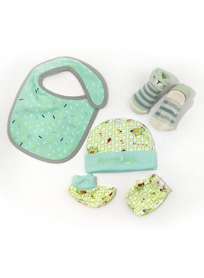 Buy Moms Home Newborn Baby Cmb Bib And Antiskid Socks Set Combo Gift Set ; 06 Months ; Green in Saudi Arabia