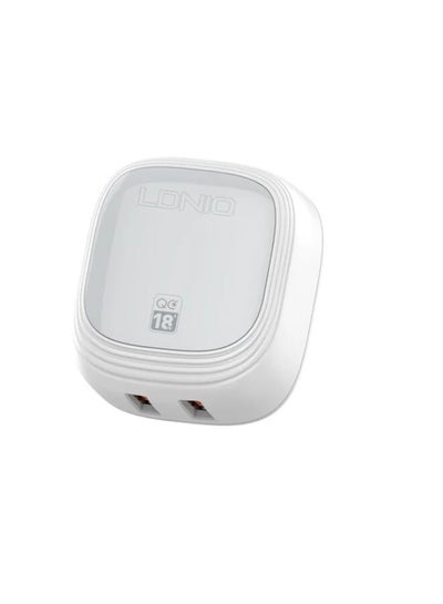 Buy A2512Q High Quality EU Plug Fast Wall Charger Dual USB Port 18W With Type-C USB Cable - White in Egypt