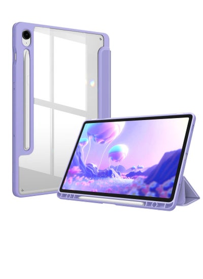 Buy Hybrid Case for Samsung Galaxy Tab S9 11 Inch 2023 SM-X710/X716B/X718U Tablet with Pen Holder - Shockproof Protective Case with Transparent Hard Back Cover(Purple) in Egypt