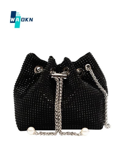 Buy Women's Shiny Clutch, Women's Rhinestone Banquet Bag Tote Bag Handbag, Fashion Chain Shoulder Bag Gift Bag Carrying Bag Sling Bag Side Bag for Party Dinner Wedding (Black) in UAE