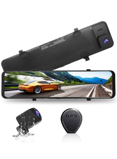 Buy 12 Inch 2.5K Car Recorder WiFi Connected HD GPS Recorder Dual Lens in Saudi Arabia