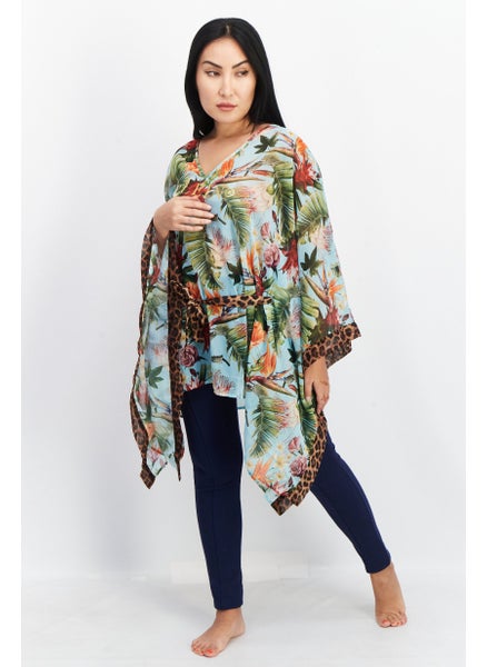 Buy Women Allover Print Cover Top, Green Combo in UAE