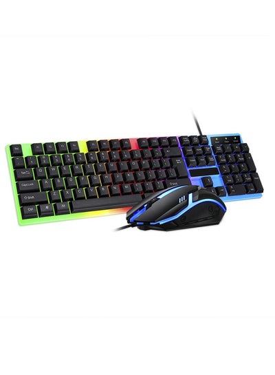 Buy TF230 Colorful Light Effect Game Office Computer Wired Keyboard and Mouse Kit(Black) in UAE