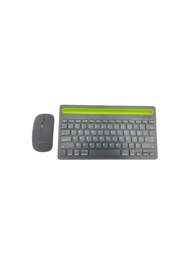 Buy Rechargeable Bluetooth Keyboard Arabic & English with Wireless Mouse: Multi-Device Dual Channel Compatibility for iOS, Windows, and Android. in UAE