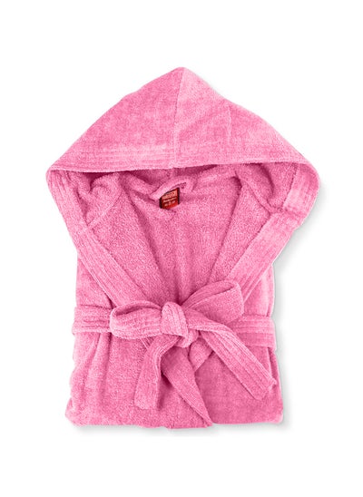 Buy Bathrobe Unisex Adult velour Salerino 100% Cotton 1350 Grams Luxury Feel Premium Look Super Absorbent Quick Dry Hood & Pocket Size EXTRA LARGE Pink Color in UAE