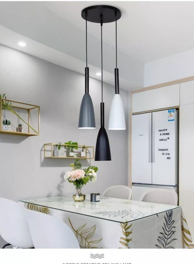 Buy Modern 3 Pendant Lighting Nordic Minimalist Pendant Lights Over Dining Table Kitchen Island Hanging Lamps Dining Room Lights E27 in UAE