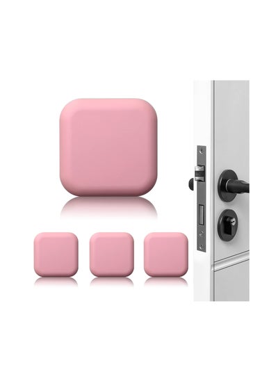 اشتري 4 Pcs Door Stoppers Wall Protector Buffer Guard Doorknob Door Handle Bumper Self Adhesive Silencer Soft Rubber Crash Pad for Home Office (Pink) في الامارات