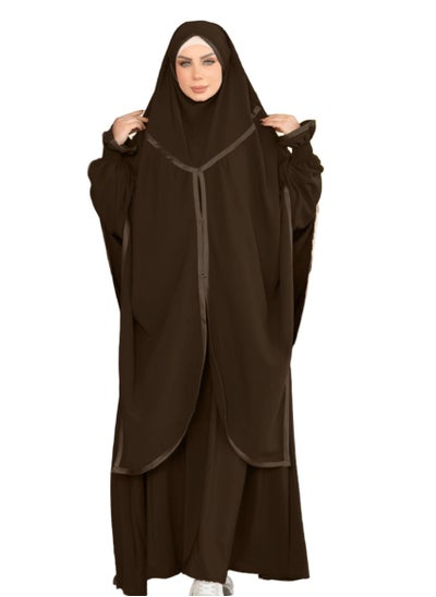 Buy Iedna the material is royal crepe, it consists of 3 pieces, a niqab and a robe, and its clothing is one size and fits up to 120 kilos for women. in Egypt