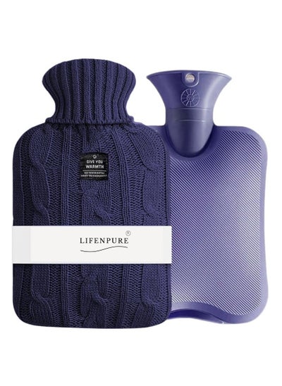 Buy Lifenpure™ Hot Water Bag 2 Liter with Knit Cover Blue in UAE