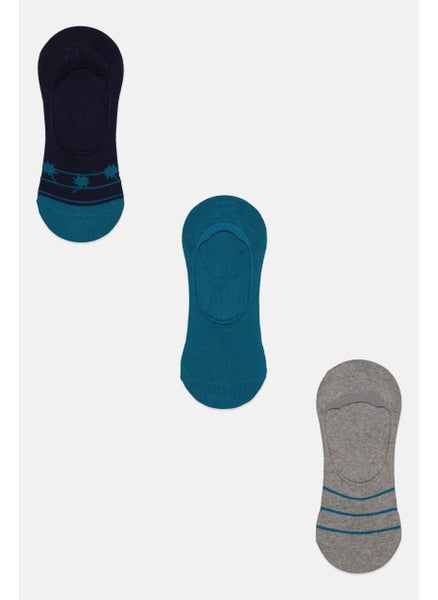 اشتري Men 3 Pair Knitted Invisible Socks, Grey/Navy Combo في الامارات