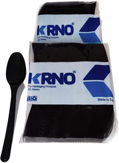 Buy Krno Disposable Durable Plastic Spoons (50 Pieces) - Black in Egypt