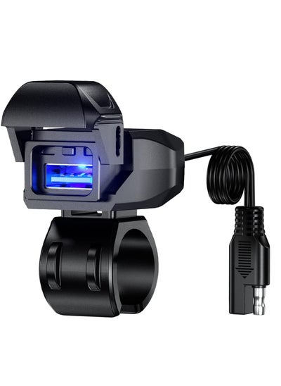 Buy Motorcycle USB Charger SAE to USB Adapter USB Waterproof with LED Light Display Automatically ON Off Switch 1.8M SAE Cable for GPS Smartphone Camera in UAE