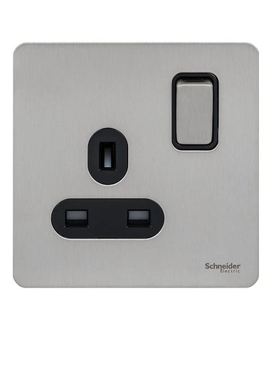 Buy Schneider Electric GU3410-BSS 13A 1-Gang Ultimate Screwless Flat Plate Switched Socket, Stainless Steel in UAE