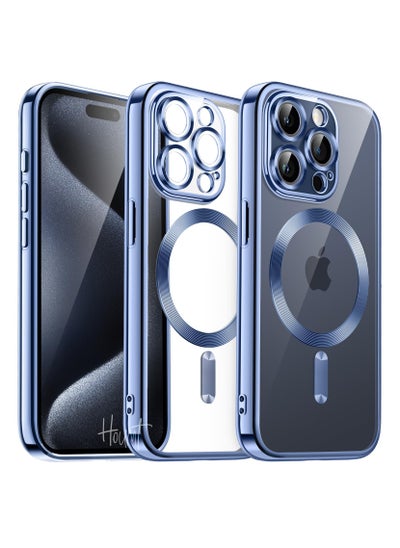 Buy iPhone 15 Pro Case Electroplated Magnetic Case Support Wireless Charging Transparent Camera Lens Protector Shockproof iPhone 15 Pro Magsafe Cover 6.1 Inch in UAE