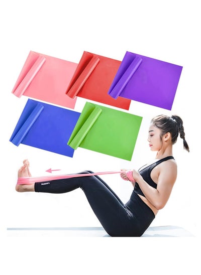 اشتري Set Of 5 Yoga Elastic Straps For Workout And Stretching Rubber Resistance Belt Fitness Band Women Men Pull Up Stretch Bands Legs, Arms Or Full Body, Physical Therapy, Pilates في الامارات