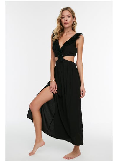 Buy Black Maxi Woven Tasseled Beach Dress TBESS21EL3624 in Egypt