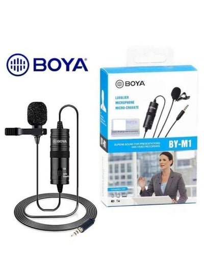 Buy Lavalier Stereo Clip Microphone Black BY M1 in Saudi Arabia