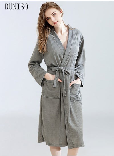 اشتري Women's Waffle Kimono Bathrobe Short Sleeve Sleepwear Spa Robe Nightwear Nightgown Women Water Bathrobe Bridesmaid Robes Dressing Gown Autumn Robe في السعودية