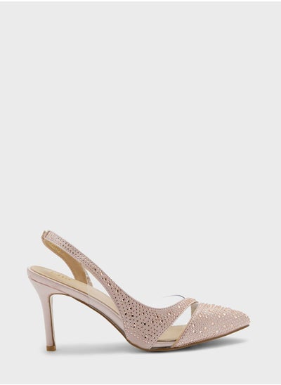 Buy Diamante Stone And Clear Slingback Pump in UAE