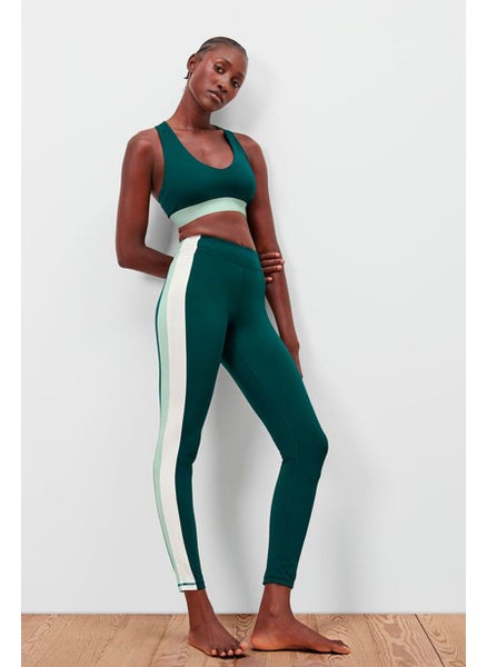 Buy Women Sportswear Fit Colorblock Training Leggings, Green Combo in UAE