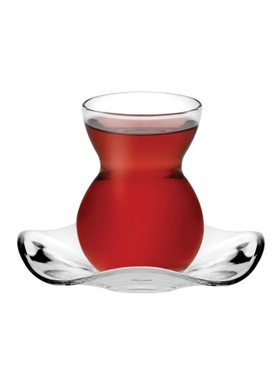 Buy Glass Istikana Set with Saucer 6 Pieces - 145ml in Egypt