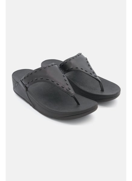 اشتري Women Lulu Rubber Stud Leather Toe Post Sandals, Black في الامارات