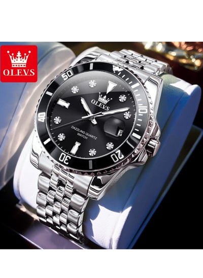 Buy Watches For Men Fashion Stainless Steel Quartz Analog Water Resistant Watch With Gift Box 9809 in Saudi Arabia