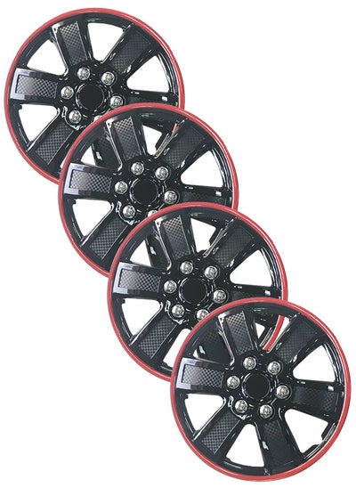 اشتري EMTC Taiwan Wheel Cover Pack of 4 | 14" Inch | EM-3143 Black Red Q Universal Nested Style في الامارات