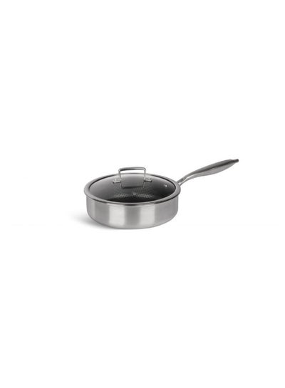 Buy EDENBERG 24cm Deep Fry Pan with lid non-stick honey comb interior in UAE