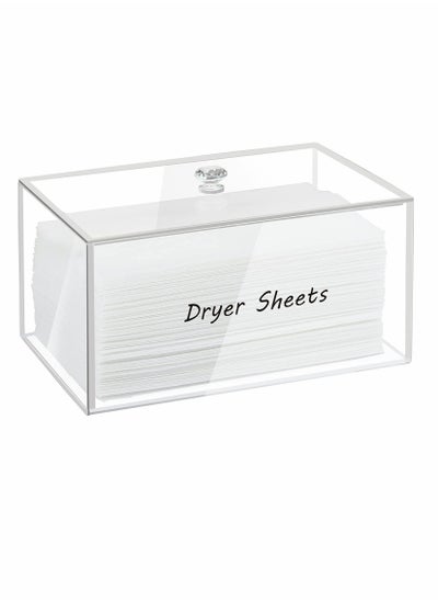 اشتري Dryer Sheet Holder, Dryer Sheet Dispenser, Acrylic Container Storage Box for Laundry Room Organization, Holds Dryer Sheets, Dryer Balls, Clothes Pins, Laundry Pods في السعودية