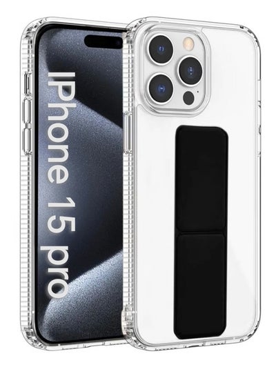 Buy Case Cover For iPhone 15 Pro With Magnetic Hand Grip 3 in 1 Clear / Black in Saudi Arabia