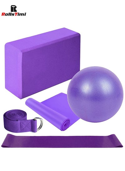 Buy 5 Piece Purple Fitness Yoga Mat Set, Home Exercise And Fitness Use in UAE