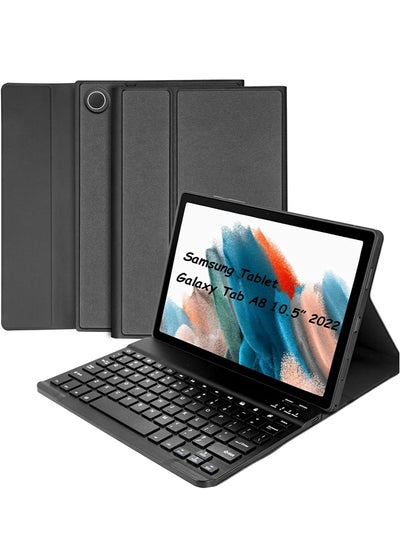 اشتري Keyboard Case for Samsung Galaxy Tab A8 10.5 inch - Smart Wireless BT Detachable Waterproof Magnetic Folio Stand Tablet Keyboard Cover - Slim Protective Leather Keyboard Case for Galaxy Tab A8 Black في الامارات