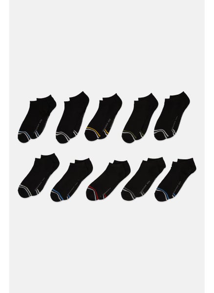 اشتري Men 10 Pair Solid Socks, Black Combo في الامارات