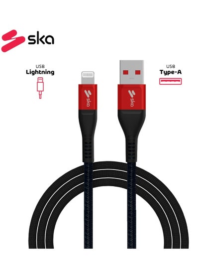 Buy SKA CC4000 USB-A to Lightning Charge Sync Cable Kevlar Braided 1.2M Black in UAE