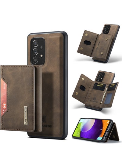 Buy CaseMe Wallet Case for Samsung Galaxy A52 DGMING Premium Leather Phone Case Back Cover Magnetic Detachable with Trifold Wallet Card Holder Pocket - Coffee in Egypt